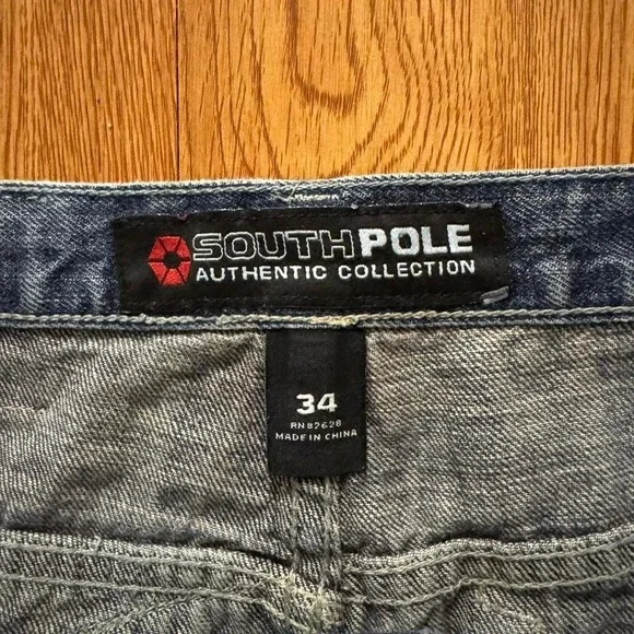 SouthPole Jeans Baggy Patchwork Y2K Skater Rare Denim Size 34 34x31 - Picture 5 of 8